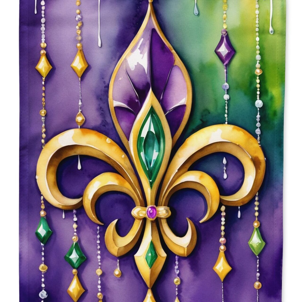 Edge Collections - 11.25" X 15.50" - Multicolor - Mardi Fleur de lis Gras - 1 Piece